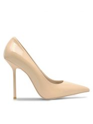 Eva Minge Szpilki STUDIO LT-02 Beżowy. Brązowe szpilki Eva Minge, bez wzorów, z lakierowanej skóry, bez obcasa, na szpilce, bez zapięcia. Za 249.99 zł.