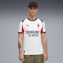 Koszulka piłkarska Puma AC Milan 25/26 wyjazdowa. Bluzki Puma, m, bez wzorów, z materiału, sportowe, bez kołnierzyka, bez ramiączek. Za 339.99 zł.