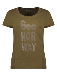 Geographical Norway Koszulka "Jutifa" w kolorze khaki rozmiar: XL. Brązowe bluzki Geographical Norway, xl, bez wzorów, bez kołnierzyka, bez ramiączek. Za 52.79 zł.