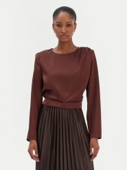 Rinascimento Bluzka CFC0126404003 Brązowy Regular Fit. Brązowe bluzki Rinascimento, xs, bez wzorów, z syntetyku, bez kołnierzyka, bez ramiączek. Za 209.99 zł.