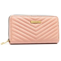 Różowy, duży portfel damski ze skóry ekologicznej w jodełkę zamykany suwakiem - 4U Cavaldi. Czerwone portfele 4U Cavaldi, bez wzorów, ze skóry ekologicznej. Za 45.00 zł.