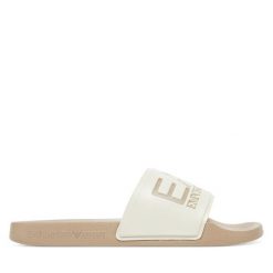 Klapki EA7 Emporio Armani. Brązowe klapki EA7 Emporio Armani, bez wzorów, bez obcasa. Za 159.99 zł.