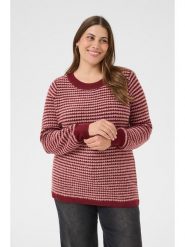 KAFFE curve Sweter w kolorze bordowo-jasnoróżowym rozmiar: S. Czerwone swetry KAFFE curve, s, bez wzorów, bez ramiączek. Za 86.99 zł.