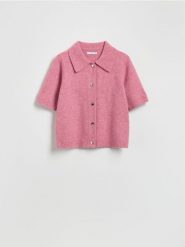 Kardigan z ozdobnymi guzikami - różowy. Czerwone kardigany Reserved, l, bez wzorów, z dzianiny. Za 119.99 zł.