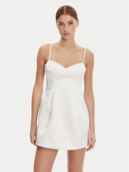 BARDOT Sukienka koktajlowa 59817DB Biały Slim Fit. Białe sukienki Bardot, bez wzorów, z syntetyku, wizytowe, bez kołnierzyka, bez ramiączek. Za 319.99 zł.