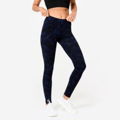 Legginsy fitness damskie Domyos. Niebieskie legginsy DOMYOS, xs, bez wzorów, z bawełny. Za 59.99 zł.