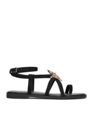 DeeZee Sandały CEO-YLD-F9678 Czarny. Czarne sandały DeeZee, bez wzorów, z materiału, bez obcasa, na płaskiej podeszwie, bez zapięcia. Za 99.99 zł.