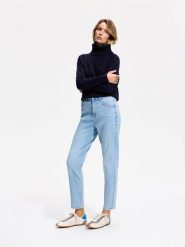 Jeansy mom comfort - niebieski. Niebieskie jeansy Reserved, bez wzorów. Za 129.99 zł.