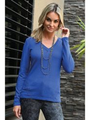 Bleu d'Azur Sweter "Belva" w kolorze niebieskim rozmiar: 40/42. Niebieskie swetry Bleu d'Azur, w ażurowe wzory, z bawełny, bez ramiączek. Za 112.95 zł.