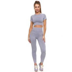 Szary Damski Komplet Top + Legginsy Moraj. Szare legginsy Moraj, m, bez wzorów, z podwyższonym stanem, krótkie. Za 119.00 zł.