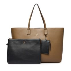 Torebka Tommy Hilfiger. Brązowe shopper TOMMY HILFIGER, bez wzorów, bez dodatków. Za 649.99 zł.