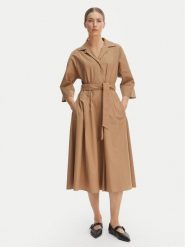 Weekend Max Mara Sukienka koszulowa Padana 2615221062 Brązowy Regular Fit. Brązowe sukienki Weekend Max Mara, bez wzorów, z bawełny, bez kołnierzyka, bez ramiączek, koszulowe. Za 1,579.00 zł.