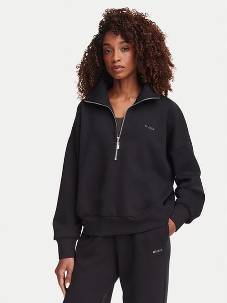 Guess Bluza V6YQ25 K4801 Czarny Regular Fit. Czarne bluzy Guess, l, z aplikacjami, z syntetyku, bez kaptura. Za 344.99 zł.