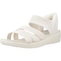 Sandały SKECHERS SLIP-INS ARYA Biały. Białe sandały Skechers, bez wzorów, z tkaniny, sportowe, bez obcasa, bez zapięcia. Za 490.00 zł.