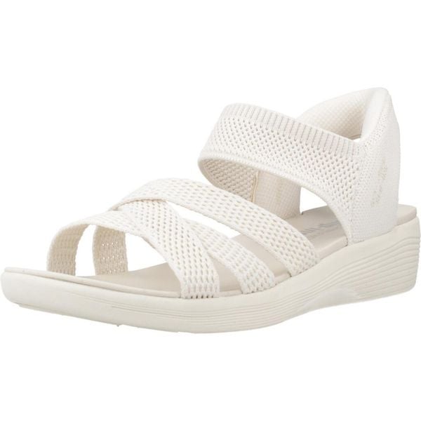 Sandały SKECHERS SLIP-INS ARYA Biały. Białe sandały Skechers, bez wzorów, z tkaniny, bez obcasa, bez zapięcia. Za 266.99 zł.