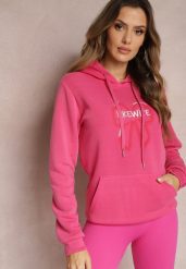 Różowa Bluza Wykończona Polarem z Nadrukiem i Kapturem Nimba. Czerwone bluzy Renee, l, bez wzorów, z bawełny. Za 79.99 zł.