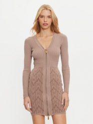 Marciano Guess Sukienka dzianinowa 4BGK91 5661Z Brązowy Slim Fit. Brązowe sukienki Marciano Guess, z aplikacjami, z dzianiny, bez kołnierzyka, bez ramiączek. Za 519.99 zł.