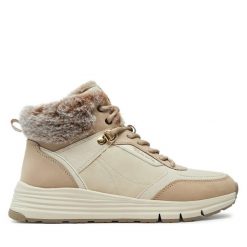Botki Tamaris. Brązowe botki Tamaris, bez wzorów, bez obcasa, na płaskiej podeszwie, bez zapięcia. Za 429.99 zł.