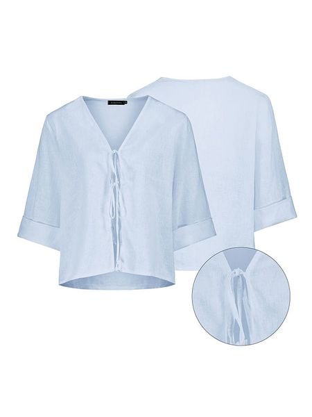 Eight2Nine Bluzka w kolorze błękitnym rozmiar: M/L. Niebieskie bluzki Eight2Nine, l, bez wzorów, bez kołnierzyka, bez ramiączek. Za 74.46 zł.