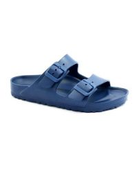 Klapki damskie Birkenstock Arizona Eva. Niebieskie klapki Birkenstock, bez wzorów, z materiału, bez obcasa. Za 337.00 zł.