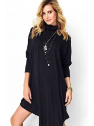 Made of emotion Sukienka w kolorze czarnym rozmiar: L/XL. Czarne sukienki Made Of Emotion, l, bez wzorów, z asymetrycznym kołnierzem, bez ramiączek, mini, asymetryczne. Za 82.64 zł.