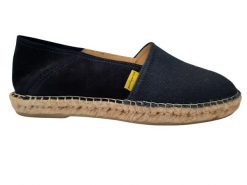 Buty Espadryle Unisex. Niebieskie espadryle PACIFIQUE SUD, bez wzorów, ze skóry, bez obcasa, bez zapięcia. Za 252.50 zł.