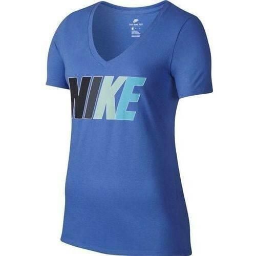 Koszulka sportowa damska Nike Teeflavor Burts. Niebieskie koszulki sportowe Nike, bez wzorów, bez ramiączek. Za 118.00 zł.