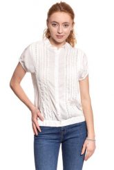 DAMSKA KOSZULA WRANGLER ROMANTIC TOP OFFWHITE W504LME02 112129262. Białe koszule Wrangler, l, w ażurowe wzory, eleganckie, bez kołnierzyka, bez ramiączek. Za 129.99 zł.