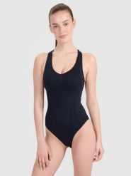 4F Body treningowe szybkoschnące damskie - czarne M/L. Czarne koszulki sportowe 4f, bez wzorów, z dzianiny, bez ramiączek. W wyprzedaży za 39.99 zł.