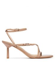 Guess Sandały FLTCON LEA03 Beżowy. Brązowe sandały Guess, z aplikacjami, ze skóry, bez obcasa, na szpilce, bez zapięcia. Za 544.99 zł.