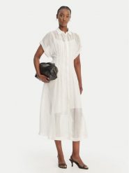 BOSS Sukienka koszulowa Davinata 50559733 Biały Regular Fit. Białe sukienki Boss, bez wzorów, ze lnu, bez kołnierzyka, bez ramiączek, koszulowe. Za 1,849.00 zł.