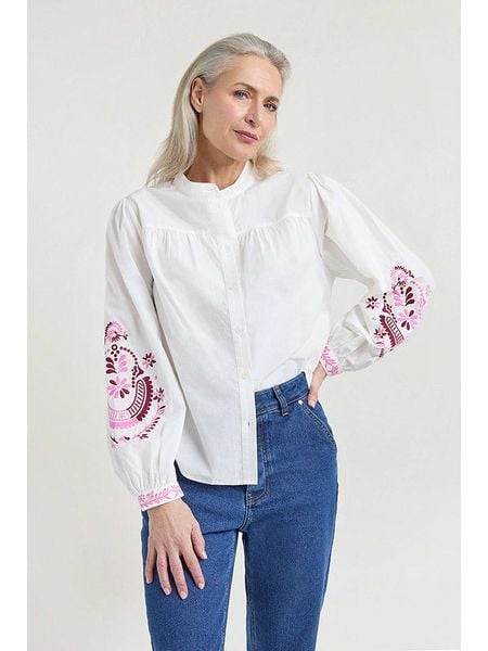 Josephine & Co Bluzka "Joris" w kolorze białym rozmiar: 38. Białe bluzki Josephine & Co, bez wzorów, z bawełny, bez kołnierzyka, bez ramiączek. Za 244.95 zł.