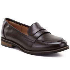 Laofersy damskie półbuty lordsy brązowe Potocki JE19380. Brązowe lordsy POTOCKI, bez wzorów, ze skóry ekologicznej, bez obcasa, bez zapięcia. Za 139.99 zł.