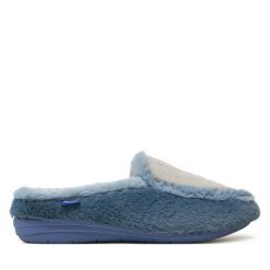 Kapcie Scholl. Niebieskie obuwie domowe Scholl, bez wzorów, bez zapięcia. Za 269.99 zł.