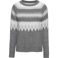 Sweter żakardowy z lureksową nitką bonprix szary melanż - biel wełny - srebrny. Swetry marki bonprix. Za 44.99 zł.