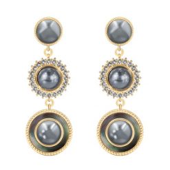 Kolczyki modułowe Cosmos z szarymi perłami pozłacane. Żółte kolczyki Lilou, z cyrkonią, pozłacane. Za 419.00 zł.