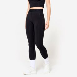 Legginsy fitness damskie Domyos. Czarne legginsy DOMYOS, l, bez wzorów, z elastanu. Za 99.99 zł.