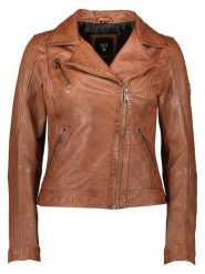 HIS Skórzana kurtka w kolorze janobrązowym rozmiar: 38. Brązowe kurtki HIS, bez wzorów, ze skóry, bez kaptura. Za 480.90 zł.