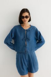 SPODENKI CORA DENIM S - Flawless. Szorty Flawless, bez wzorów, z denimu, eleganckie, z podwyższonym stanem. Za 249.00 zł.