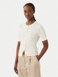 Tommy Hilfiger Kardigan Summer WW0WW50070 Kremowy Slim Fit. Białe kardigany TOMMY HILFIGER, xs, bez wzorów, z bawełny. Za 649.99 zł.