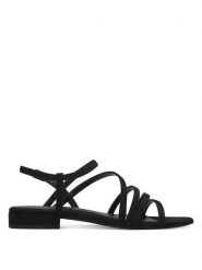 Tamaris Sandały w kolorze czarnym rozmiar: 38. Czarne sandały Tamaris, bez wzorów, klasyczne, z otwartym noskiem, bez obcasa, bez zapięcia. Za 87.40 zł.