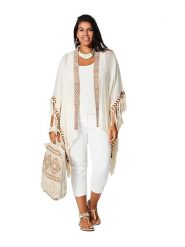 Aller Simplement Kimono w kolorze kremowym rozmiar: 34-44. Brązowe swetry Aller Simplement, bez wzorów, bez ramiączek. Za 83.42 zł.