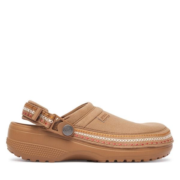 Klapki Crocs. Brązowe klapki Crocs, bez wzorów, bez obcasa. Za 319.99 zł.