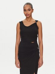 Guess Top W5GP22 KAQL2 Czarny Regular Fit. Czarne topy Guess, l, z aplikacjami, bez kołnierzyka, bez ramiączek. Za 169.99 zł.