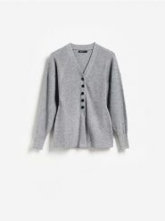 Kardigan z domieszką wiskozy - szary. Szare kardigany Reserved, l, bez wzorów, z dzianiny. Za 139.99 zł.