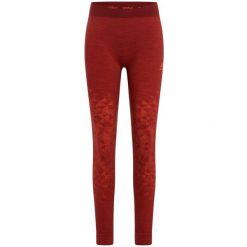Spodnie termoaktywne damskie z wełną Merino Odlo Performance Kinship. Czerwone spodnie narciarskie Odlo, xl, bez wzorów, z elastanu, trekkingowe. Za 439.99 zł.