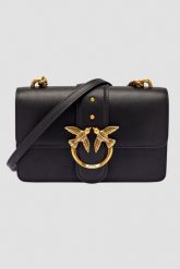 PINKO Czarna torebka Love One Mini CL. Czarne kopertówki Pinko, bez wzorów, ze skóry, bez dodatków. W wyprzedaży za 999.99 zł.