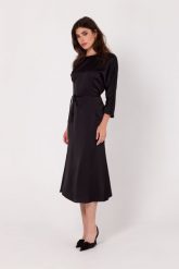 Czarna Midi Sukienka Typu Rybka. Czarne sukienki MOE, l, bez wzorów, z elastanu, wizytowe, bez kołnierzyka, bez ramiączek, midi. Za 311.90 zł.
