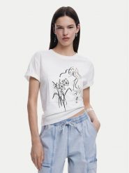 Desigual T-Shirt Paraguay 25SWTKAB Biały Regular Fit. Białe t-shirty Desigual, xl, bez wzorów, z bawełny, bez kołnierzyka, bez ramiączek. Za 159.99 zł.