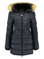 Geographical Norway Płaszcz zimowy "Abeille" w kolorze granatowym rozmiar: XL. Niebieskie płaszcze Geographical Norway, na zimę, xl, bez wzorów, z puchu, bez kaptura. Za 242.13 zł.